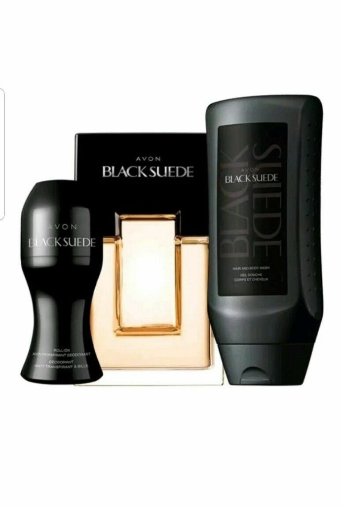 AVON MEN BLACK SUEDE SET OF 3 EDT 75ML, ROLL ON & BODY WASH CHRISTMAS GIFT HIM