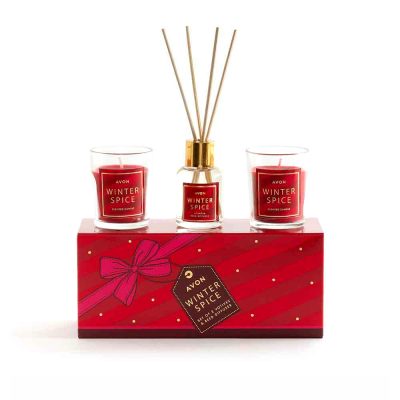 Avon Winter Spice Diffuser & 2 Votives Candles Gift set Christmas Festive