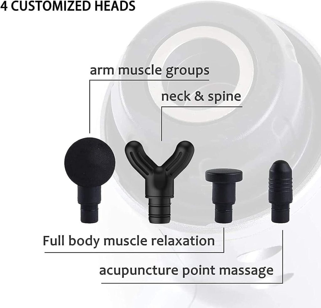 MILCEA Massage Gun Deep Tissue Muscle Massager with 5 Speeds and 4 Heads