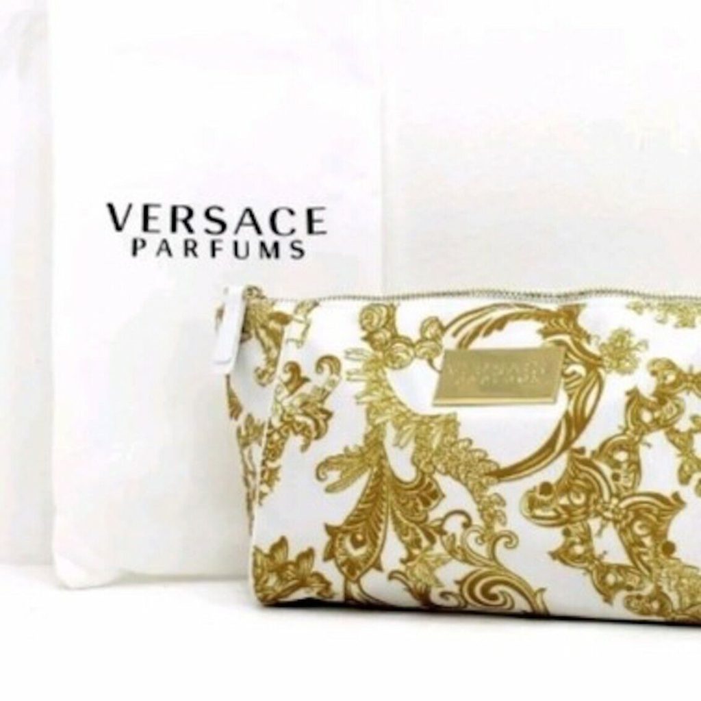 versace cosmetic pouch make up bag white and gold