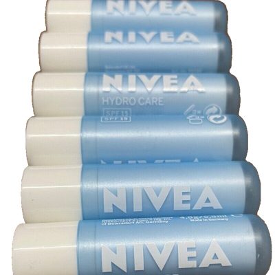 5 x Nivea Hydro Care Caring Long Lasting Hydrating Moisturising Lip Balm 4.8g