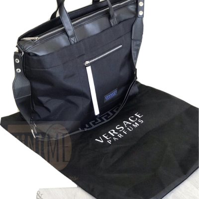 VERSACE BLACK HOLDALL DUFFLE WEEKEND OVERNIGHT Travel Bag New