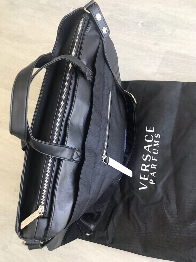 VERSACE BLACK HOLDALL DUFFLE WEEKEND OVERNIGHT Travel Bag New