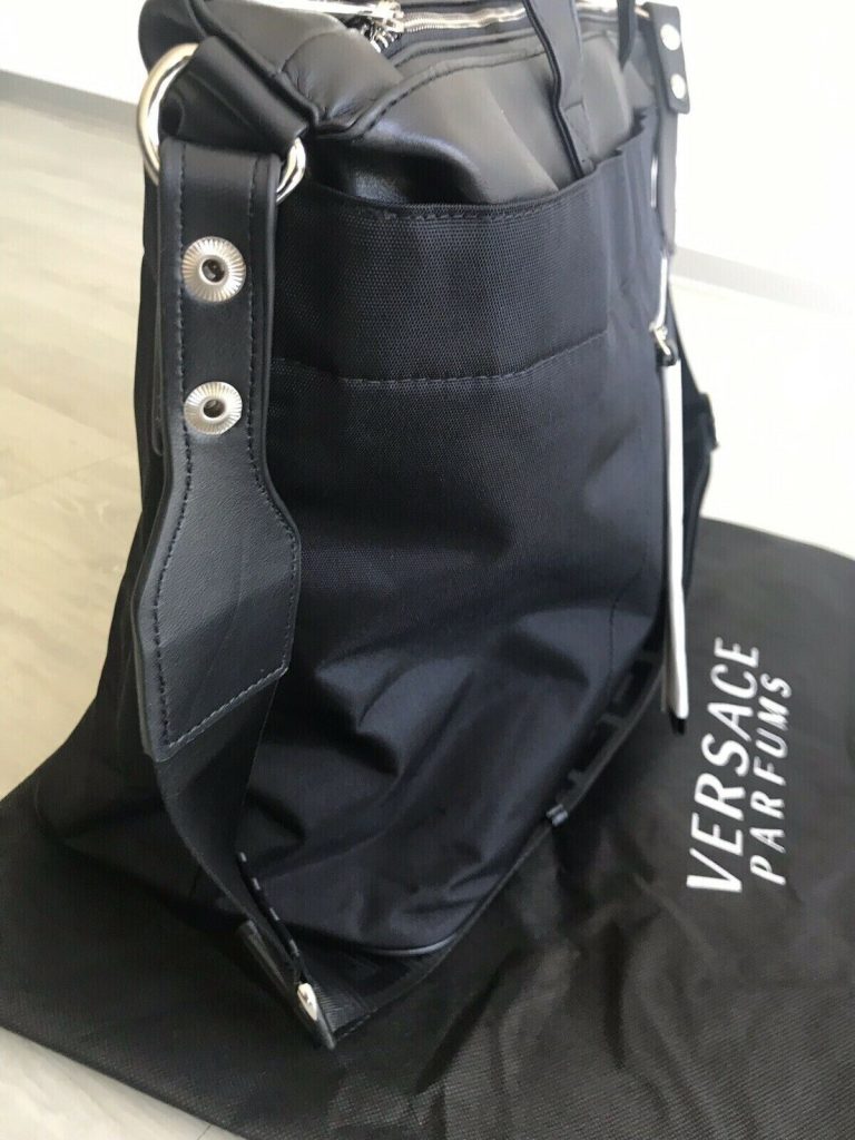 VERSACE BLACK HOLDALL DUFFLE WEEKEND OVERNIGHT Travel Bag New