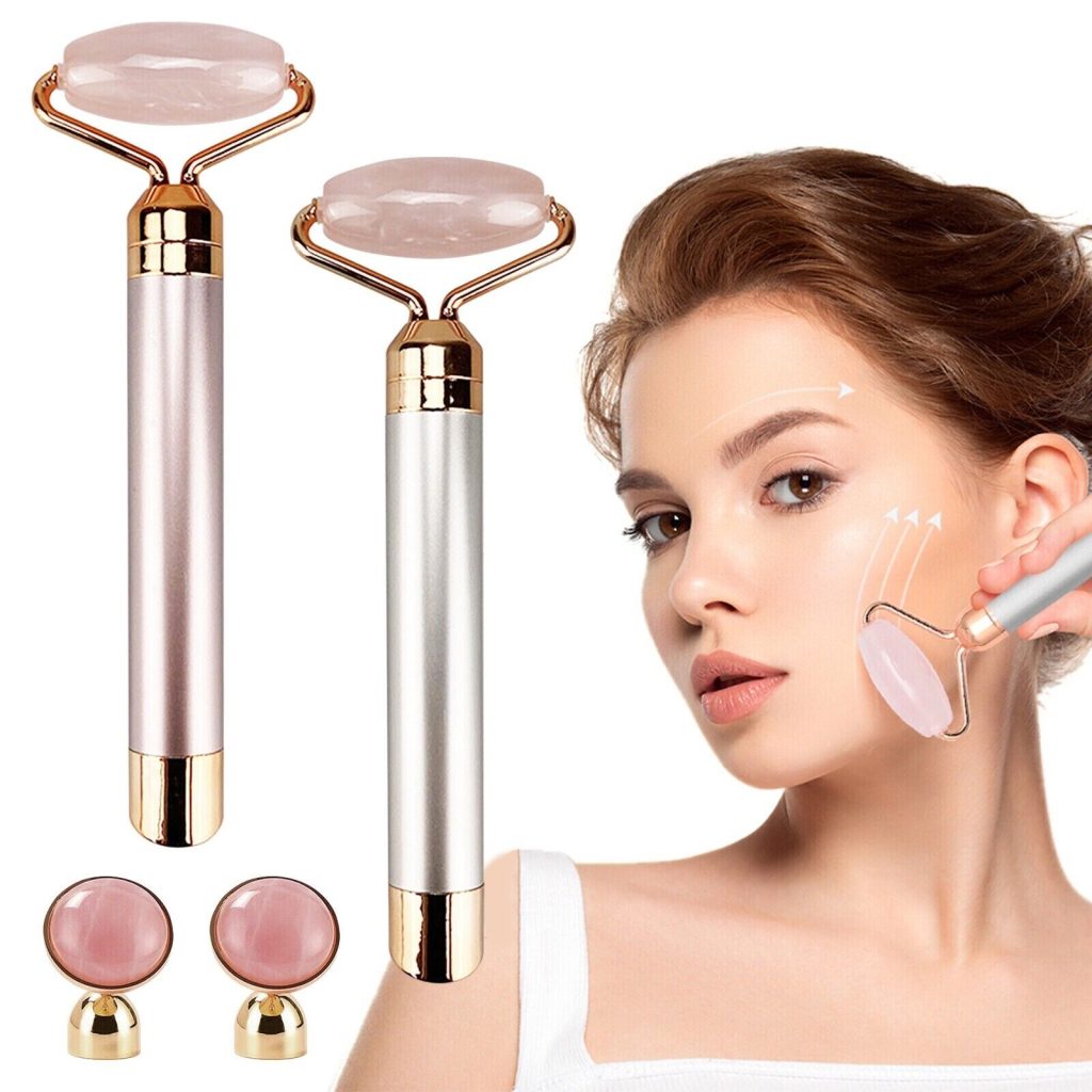 1pc Natural Rose Quartz Stone Face Body SPA Massage Jade Roller Facial Massager