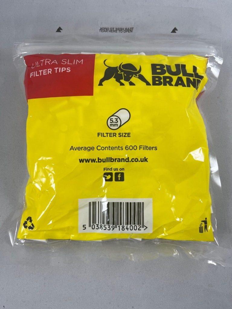 1800 Bull Brand Slim Filter Tips Cigarette Resealable Bag Tobacco Rolling